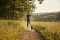 Person running on a trail with a schnauzer using a hands-free waist leash